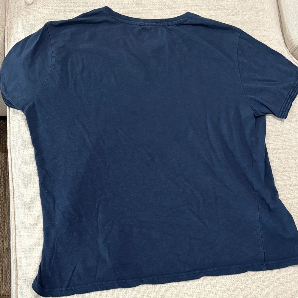 Navy Blue V-Neck Men's Short Sleeve Tee - Picture 3 of 3